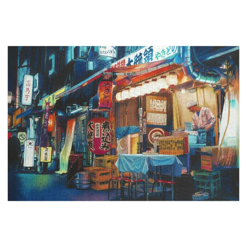 Japanese street food at night Jigsaw Puzzle Custom Child Gift Wood Animals Puzzle street architecture flower wall scenery shower curtains wood panel flowers plants vintage door non slip bath mat bathroom decor