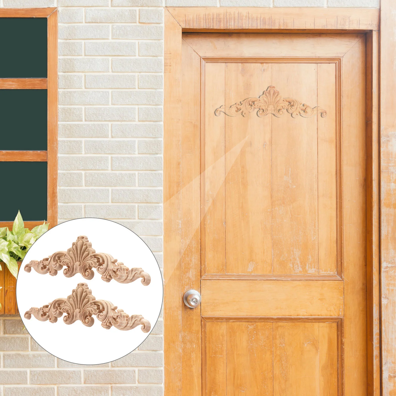 

6 Pcs Furniture Decals Cabinet Carved Patches Sticker Wooden Flower Stickers Mosaic