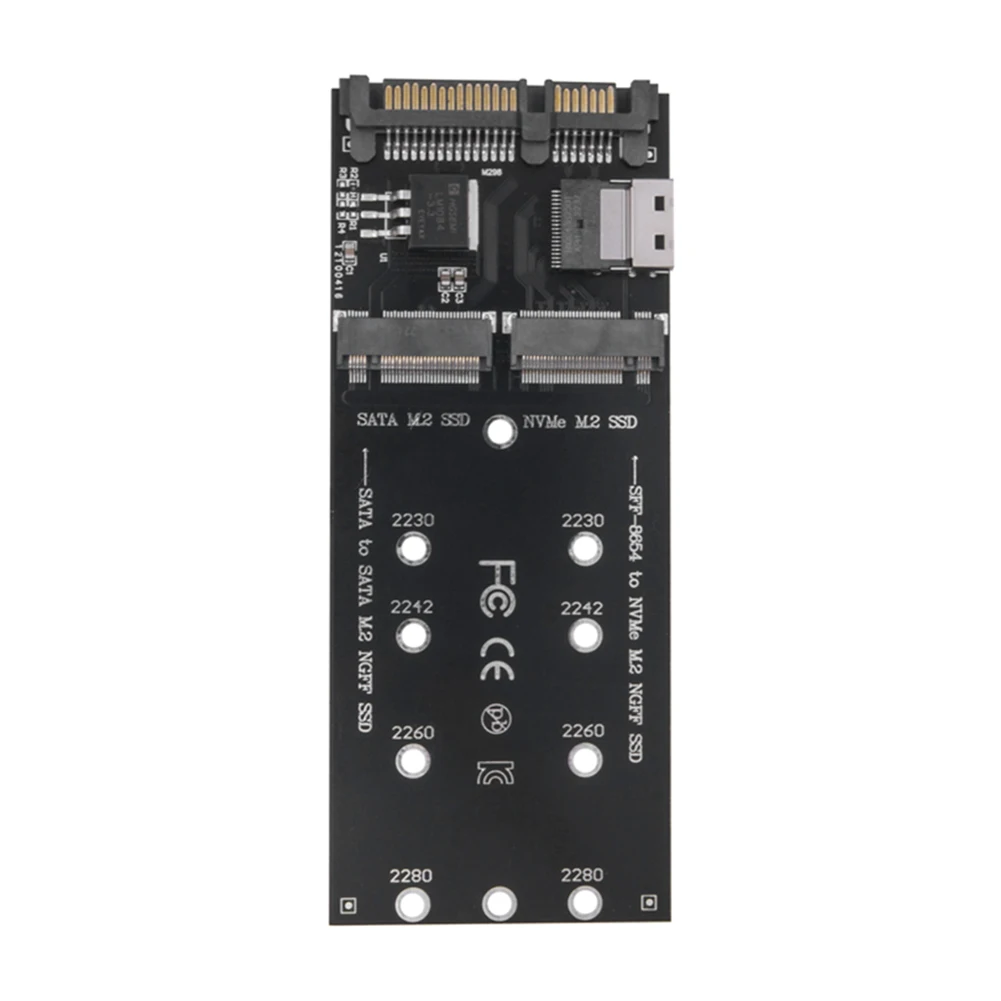 PC 데스크탑 메인 보드용 확장 카드 컨버터 라이저 보드, M.2 to SATA 어댑터, M2 NVME SSD 22 핀 SFF-8654