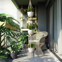 Gardening Plant Hanging Baskets Flower Pot Handmade Macrame Knotted Rope Flower Pot Bohemian Style for Home Balcony Decoration 5