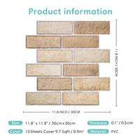 3D Wall Sticker Self-adhesive Faux Brick Wall Panel Peel and Stick Tile Backsplash for Kitchen Bedroom Waterproof Tile Sticker 6