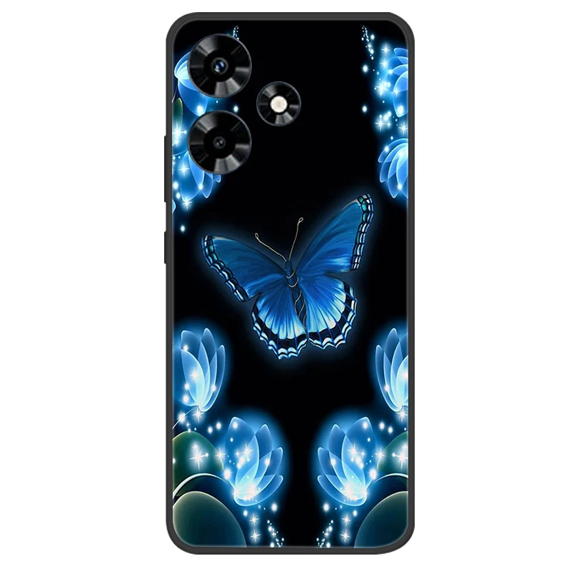 Elegant Black Silicone Butterfly Phone Cover - Soft Protective Bumper Case