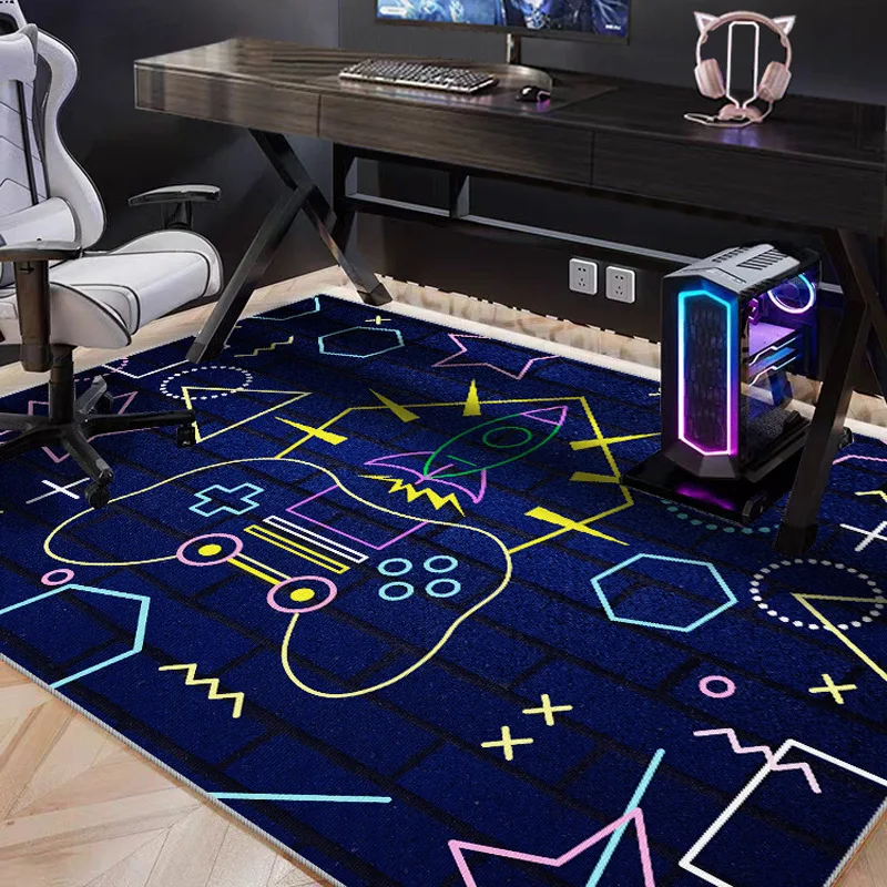 VIKAMA Gaming Room Carpet, Bedroom And Study Computer Swivel Chair Rug Home Soundproof And Anti-Slip Floor Mat, Home Decoration