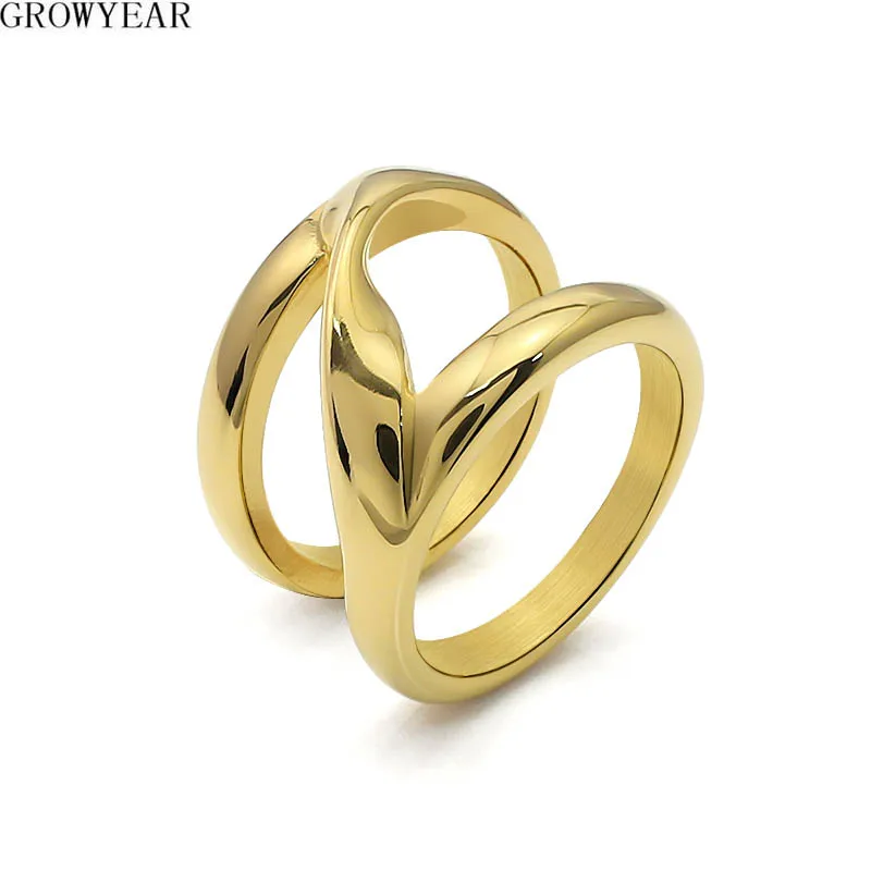 

Кольца из нержавеющей стали 316L, блестящие золотистые кольца Z-образной формы шириной 15 мм, простые женские Уникальные дизайнерские модные ювелирные украшения