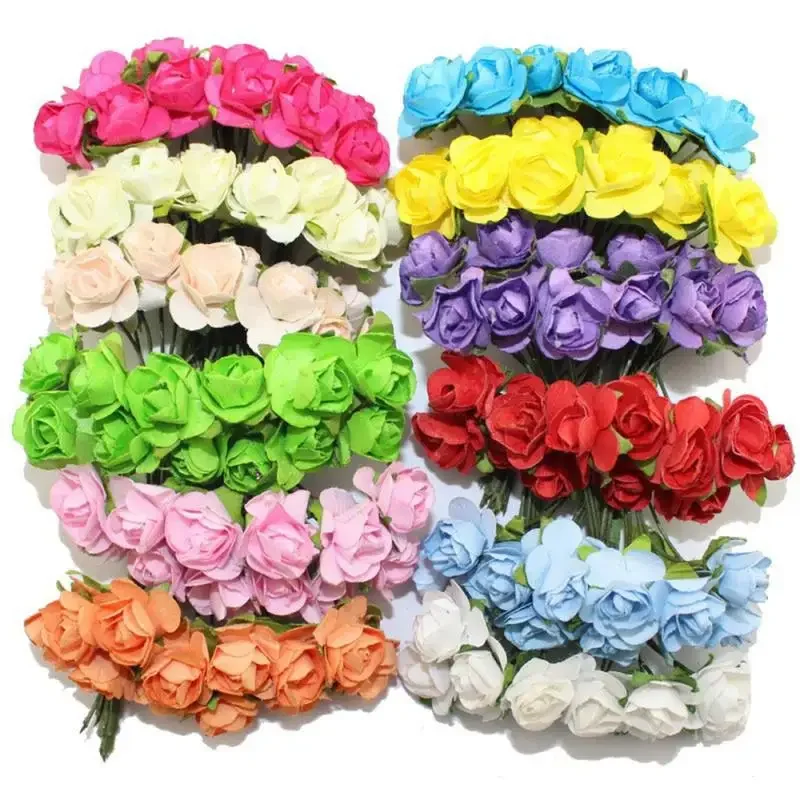 

144pcs MINI Paper Roses Scrapbooking Christmas Decorations For Home Wedding Diy Gifts Box Artificial Flowers