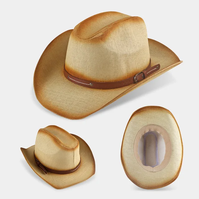 Hollow Out Straw Western Cowboy Hat for Men Women Summer Curling Brim Beach  Sun Hats Panama Cowgirl Hats Outdoor Fishing Hat - AliExpress