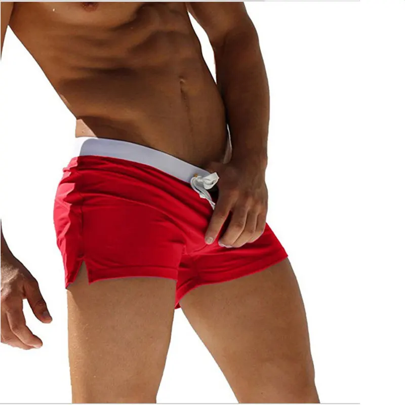 Men's Swimsuit 10 Color Back Pocket Design Quick-drying Beach Men's Boxer Shorts Summer Swimming Trunks 2