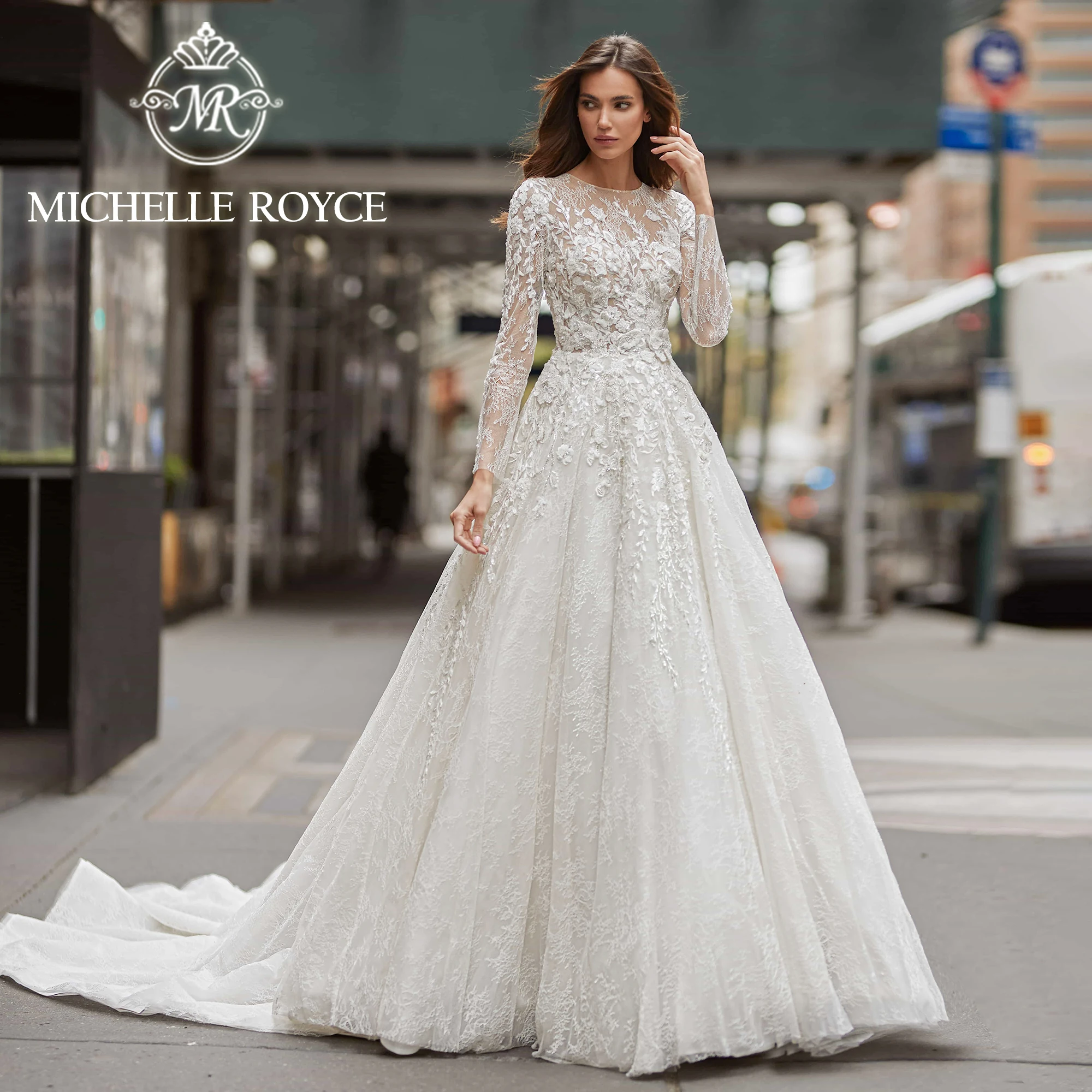 

Женское свадебное платье It's yiiya, белое ТРАПЕЦИЕВИДНОЕ ПЛАТЬЕ С Длинным Рукавом и овальным вырезом на лето 2024