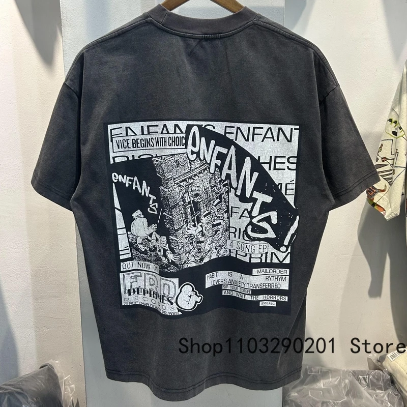 

Summer Trend Brand Washed Do Old Loose Short Sleeved T-shirt 1:1 High-quality Printed Tee
