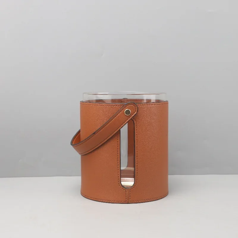 Modern Minimalist Leather Glass Decanter Red Wine Ice Bucket Decoration Dining Room Bar Counter Hotel Home Decoration 6