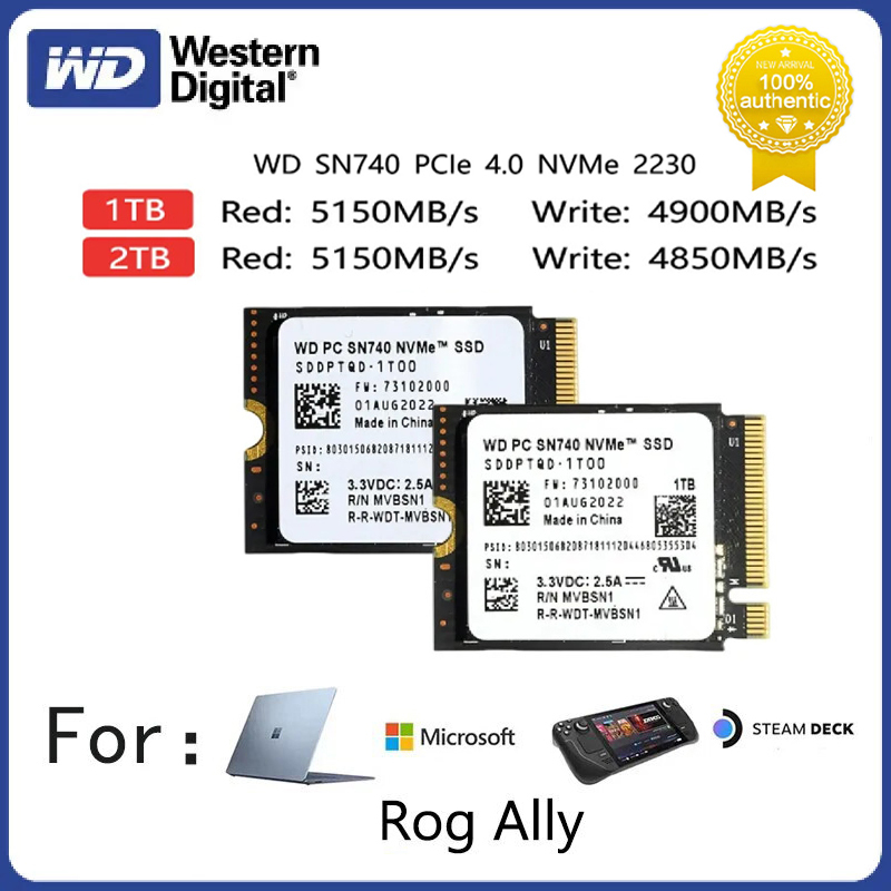 Western Digital WD-BLACK SN740 2TB 1TB M.2 SSD 2230 NVMe PCIe Gen 4x4 SSD for Microsoft Surface ProX Surface Laptop 3 Steam Deck