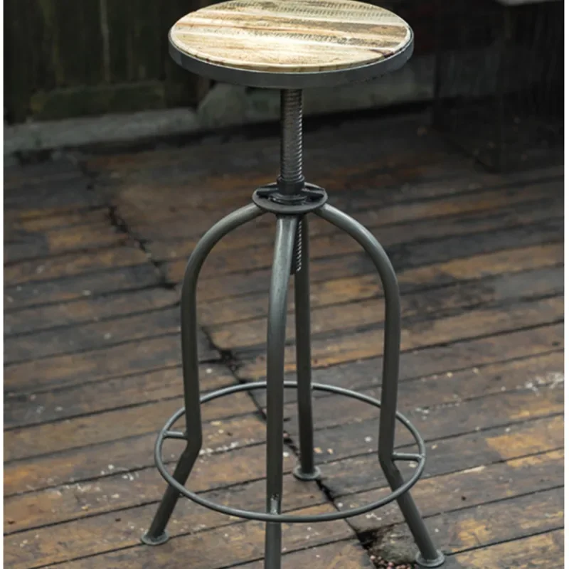 American Retro Bar Stool, Iron Do Old Counter Seats, Lift Adjustment High Chair, Stable Load-Bearing, Industrial Style Furniture
