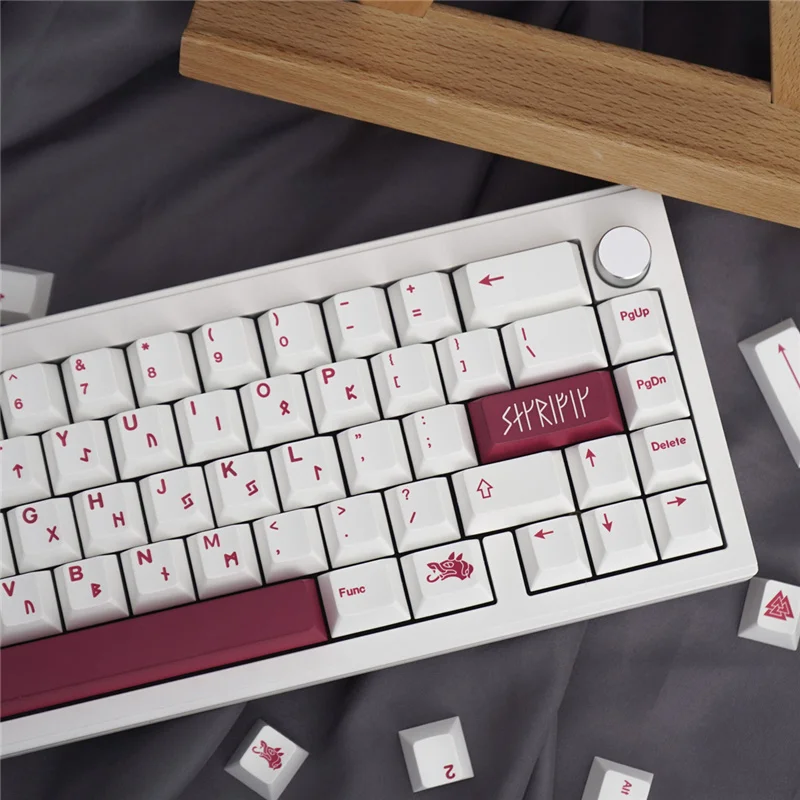 White GMK Blot Cherry Profile Dye Sublimation 142 Keys Keycaps 5
