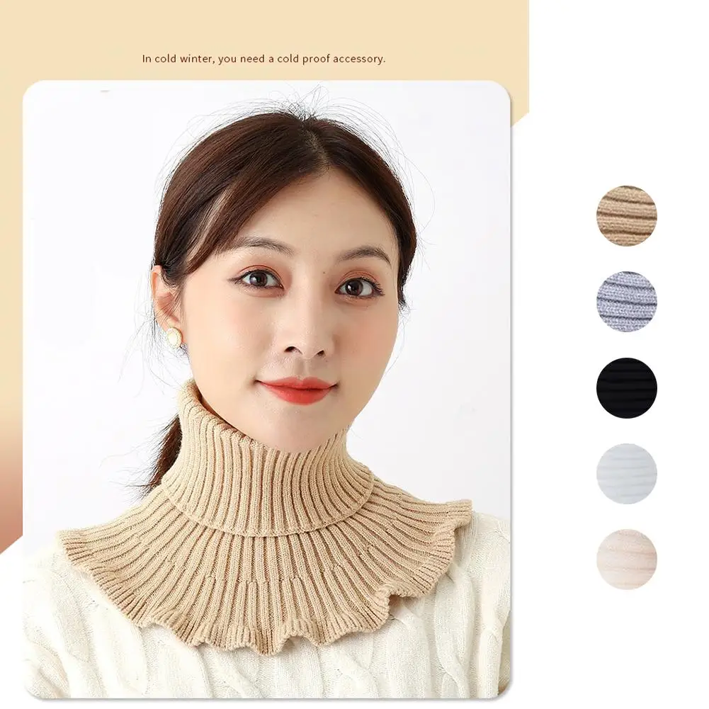 

Knitted Collar Scarf Women Turtleneck Knitted False Collar Wrap Scarf Windproof Warm Fake Scarf Winter Detachable Warm Ruff N7F7