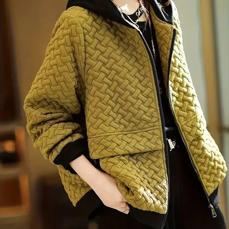 2026 Winter Jacket Thick Corduroy Short Women's Autumn New Velvet Loose Korean Hooded Of Cotton-Padded Clothes Female Shirring