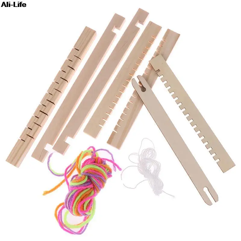 Knitting Loom Mini DIY Traditional Wooden Weaving Toy Loom Handmade Knitting Machine With Accessories For Kids Children knitting loom