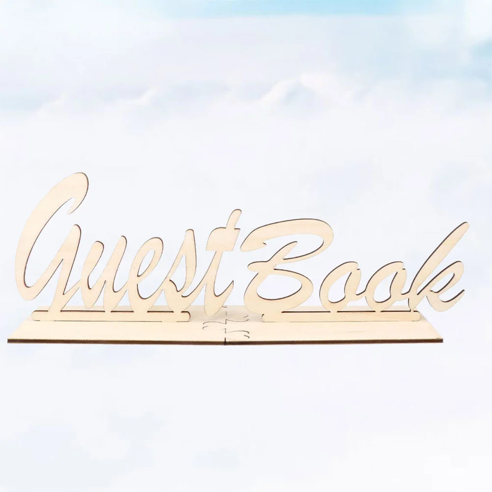 Freestanding Sign Guest Book Grace Wedding Wooden Bamboo Guestbook Letter Design