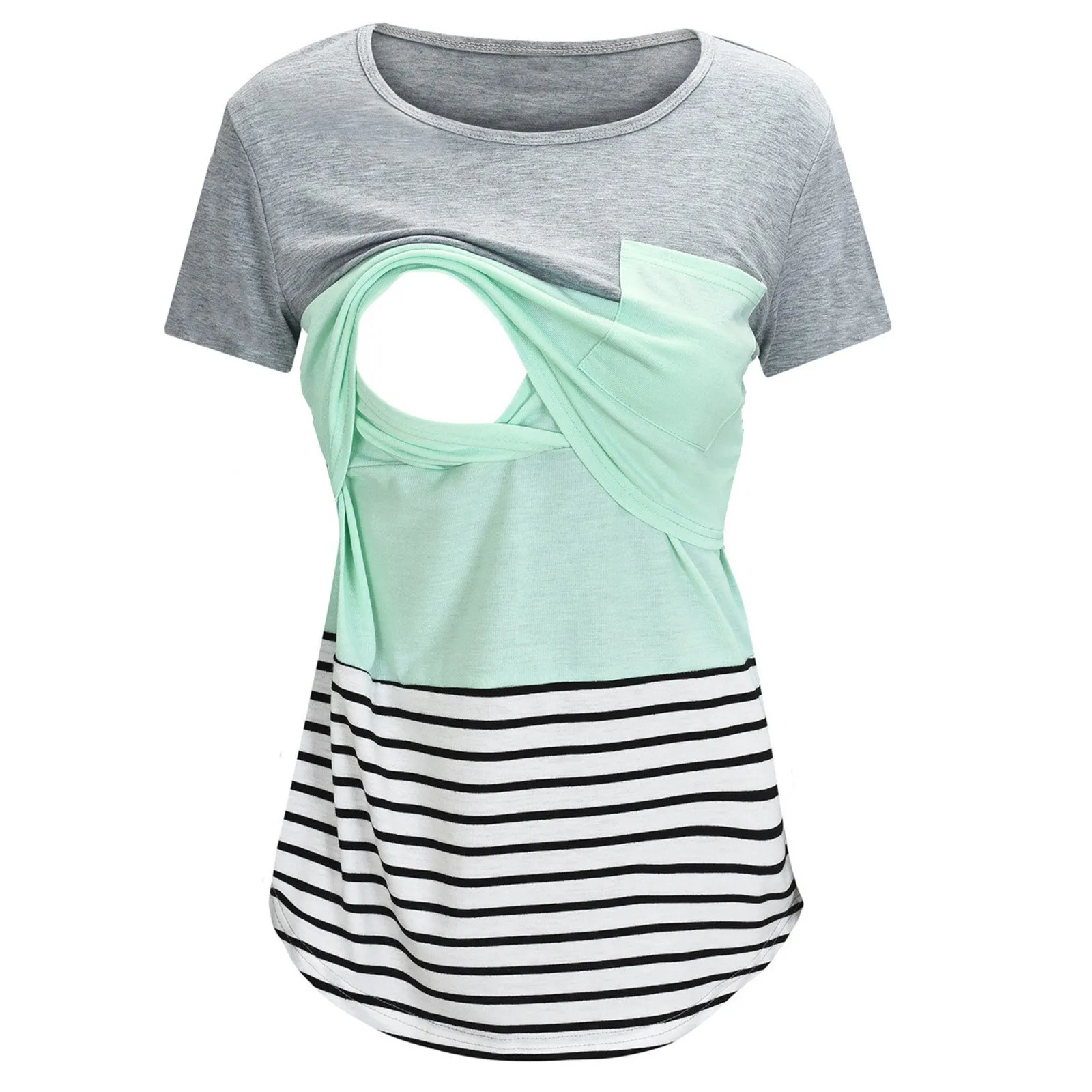Striped Maternity Nursing Top