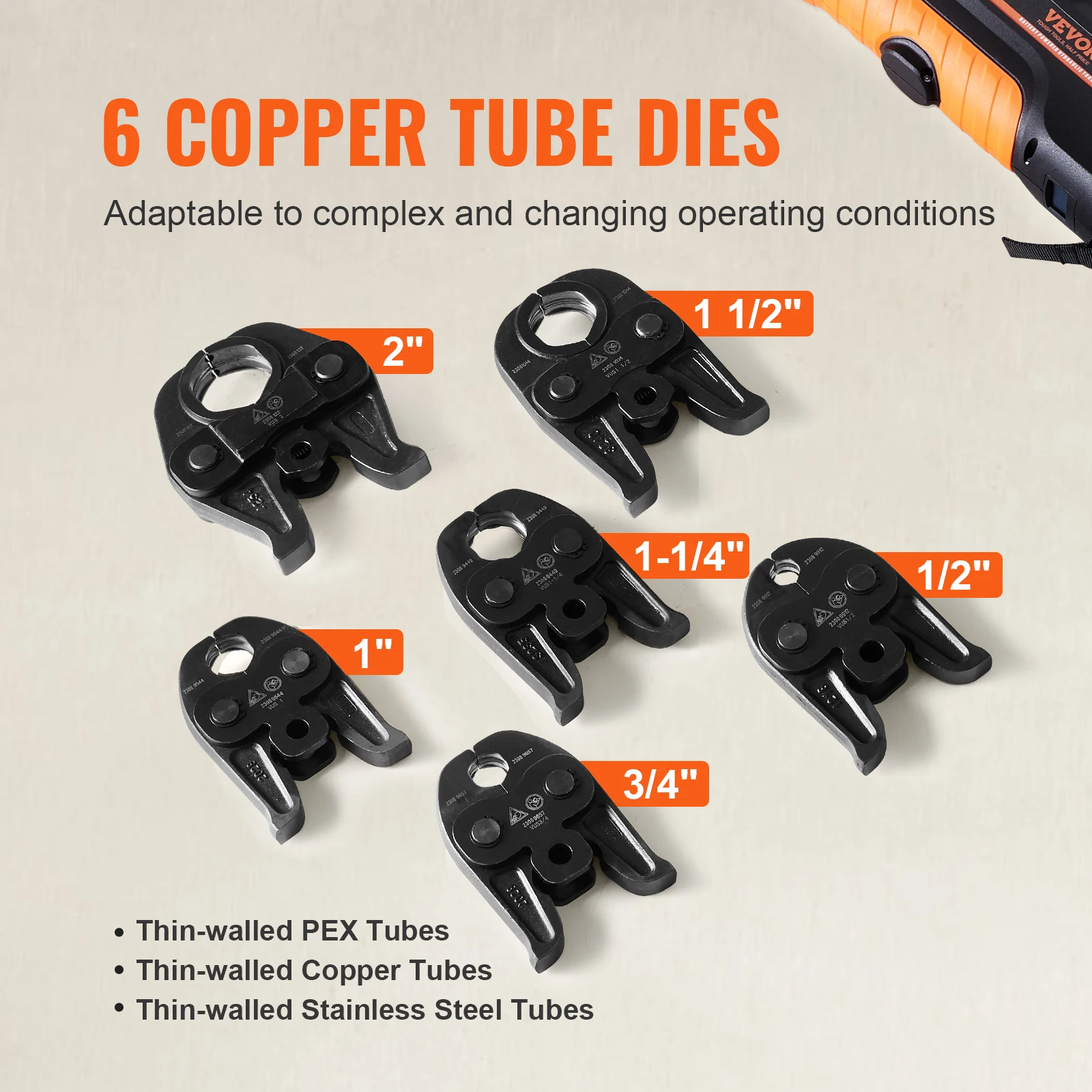 SucceBuy 18V Electric Pipe Pro Press Tool For 1/2 to 2 inch Stainless Steel 6 Press Jaws 2PCS Battery Fast Charger Carrying Case