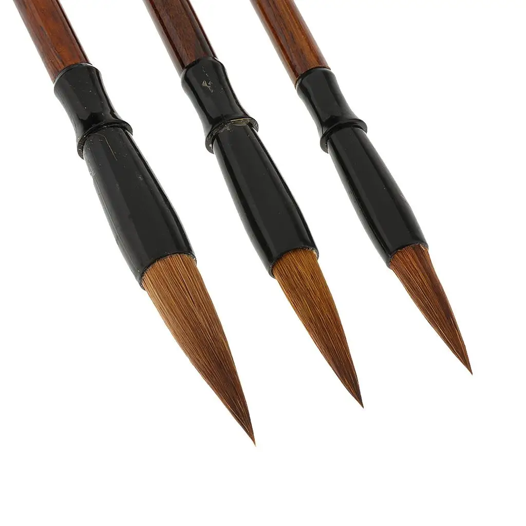 Pack of 3 Professional Chinese Calligraphy Kanji Japanese Sumi Drawing Brush Large, Small, Medium Size Pack of 3 Professional Chinese Calligraphy Kanji Japanese Sumi Drawing Brush Large, Small, Medium Size