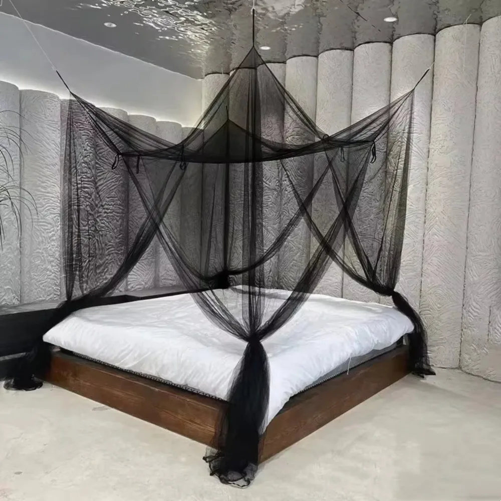 Household Four Door Sexy Mosquito Net Breathable 4-Corner Insect Prevention Bed Tent Square Polyester Mesh Bed Canopy Summer