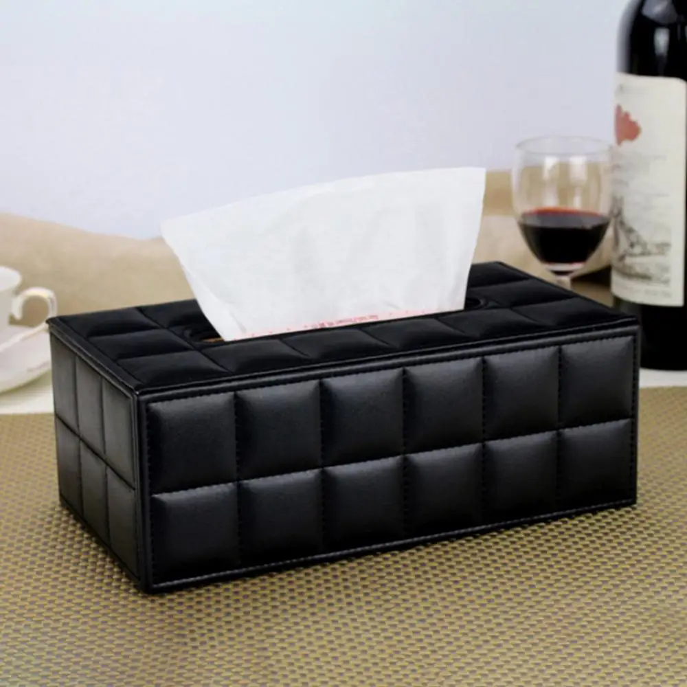 Faux Leather Tissue Box High Quality Elegant Durable Rectangle Paper Holder Tissue Dispenser Storage Box Car Home Decor 6