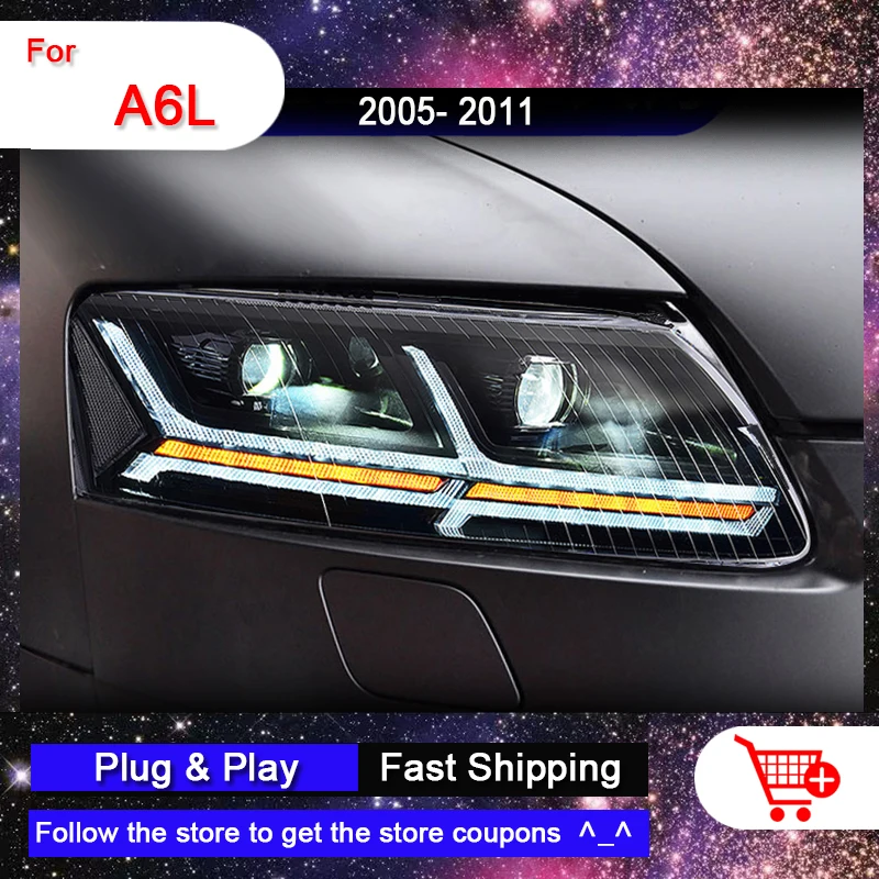 

Автомобильные фонари для Audi A6L 2005-2011 DRL анимационный сигнал поворота