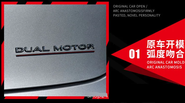 Doppel motor unterstrich ene Buchstaben Emblem für Tesla Modell y 3 x s Auto Styling Hochleistungs-Kofferraum Abzeichen Aufkleber Chrom schwarz rot – Detail 9