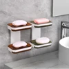 New Wall Mounted Double Layer Soap Dish Punch-Free Drawer Draining Holder Kitchen Storage Box Bathroom Organizer Rack Shelves 2