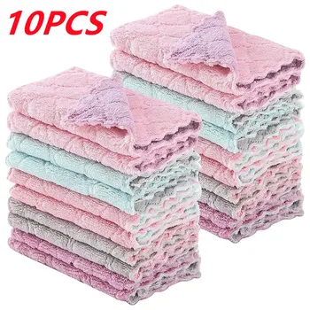 1/5/10pcs Asciugamano in microfibra assorbente Panno per la pulizia della cucina Olio antiaderente Asciugamano Stracci Tovaglioli Stoviglie Pulizia della casa 1