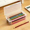 1Pc Large Clear Plastic Storage Boxes with Hinged Lids Perfect for Pens Pencils Crafts Ideal Back To School Office Organizer 6