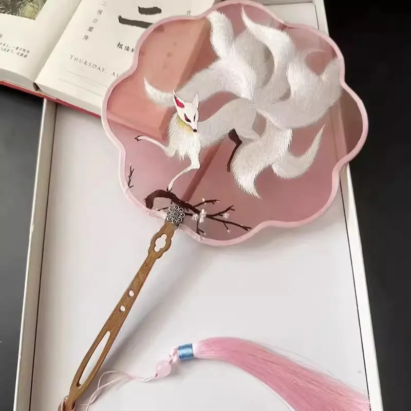 Handmade Double-Sided Embroidery Fan, Cheongsam Palace Fan, Hanfu Accessories, Chinese Style Embroidered Fan Gifts