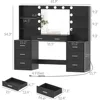 61.9‘’L Vanity Desk with Mirror & Lights, Charging Station, Makeup Desk with Drawers & Open Storage Shelves,Bedroom Vanity Table 2