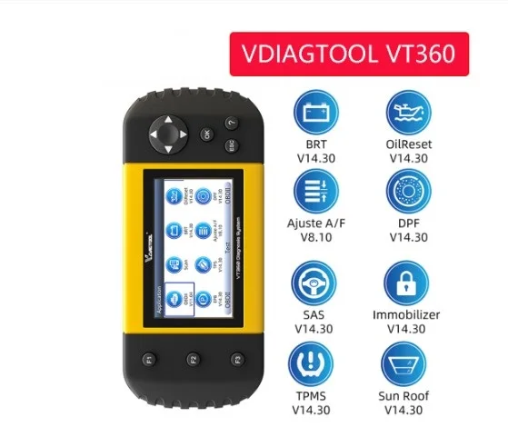 

Автомобильный диагностический инструмент VDIAGTOOL VT360 OBD2 поддерживает все системы ABS SAS EPB DPF лучше NT650 PK CRP129E