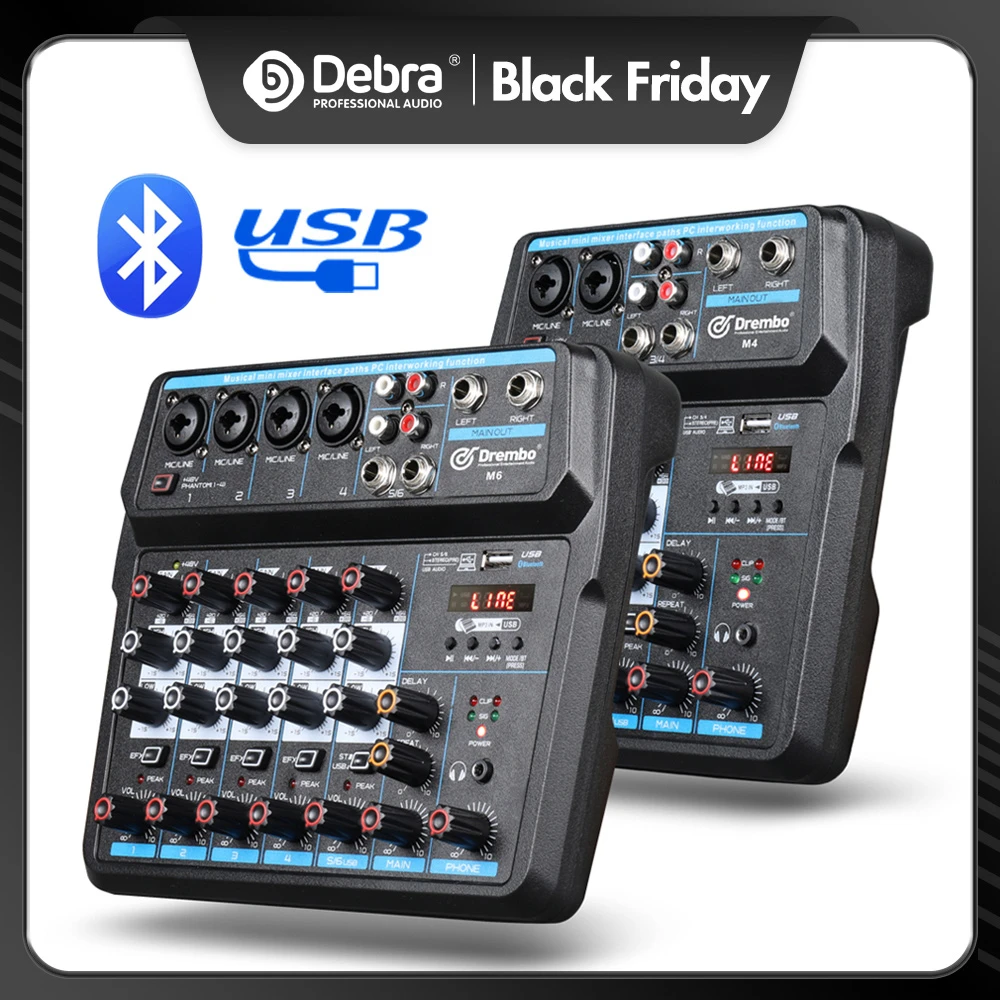 6チャンネルdjオーディオミキサーコントローラbluetooth usbサポート