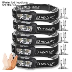 Compact USB Rechargeable Headlamp with Wave Sensor for Outdoor and Emergency Use (Headlamp)