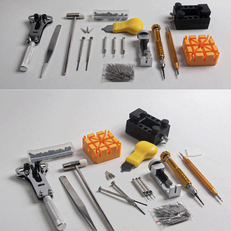158PCS Watch Repair Tools Kit Clock Watchmaker Link Pin Dissolving Housing Open Remover Battery Replacement Set