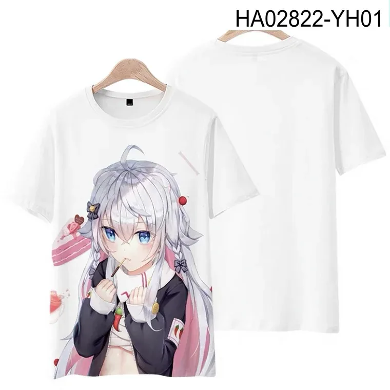 Anime vtuber kagura nana 3d impressão camiseta verão moda em torno do pescoço manga curta popular streetwear plus size 2024