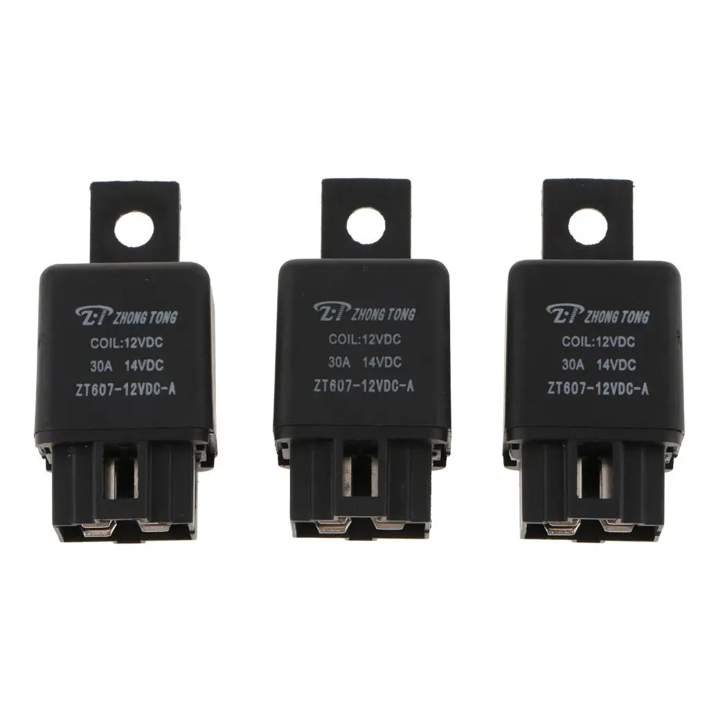 3PCS ZT607 DC12V 30A 4Pin Heavy Duty SPST Relay High Switching Capability 3PCS ZT607 DC12V 30A 4Pin Heavy Duty SPST Relay High Switching Capability