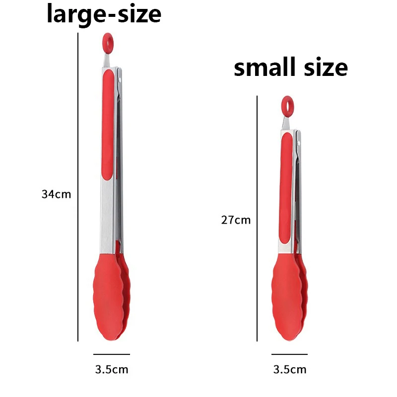 Stainless Steel Cooking Tongs Heat Resistant BBQ Tools Silicone Tips for Salad Grill Accessories Locking Food Tong