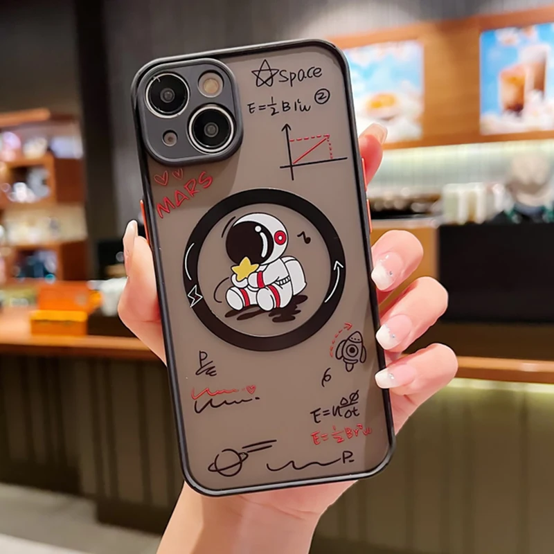 Cartoon Astronaut Matte Hard Acrylic Phone Cover