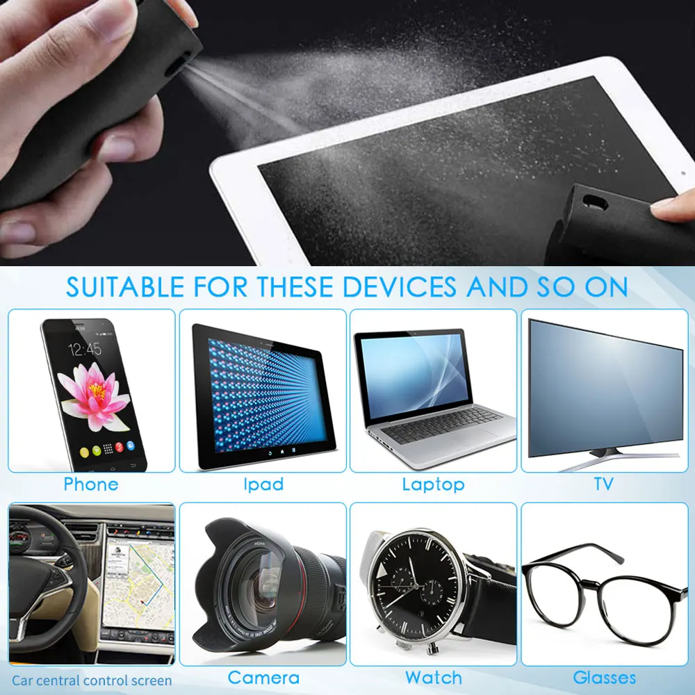 Screen Cleaning Set 2 In 1 Phone Computer Screen Cleaner Spray Microfiber Cloth Without Cleaning Liquid