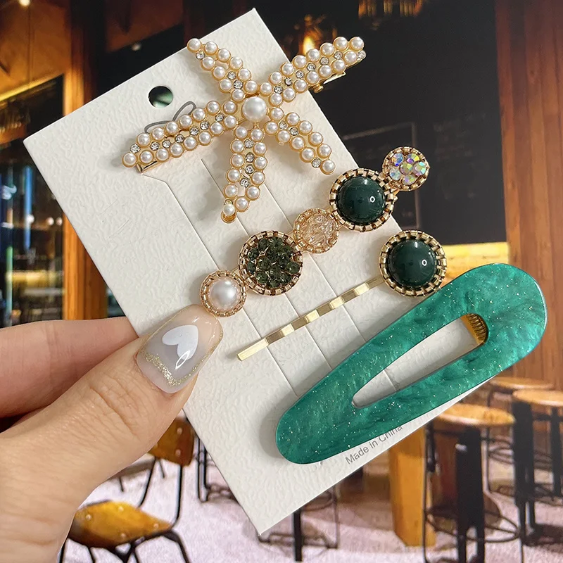 1 Set Mode Perle Acryl Haars pangen für Frauen Mädchen geometrische Haars pangen Haarnadeln Haargriffe Kopf bedeckung Haarschmuck – Detail 13