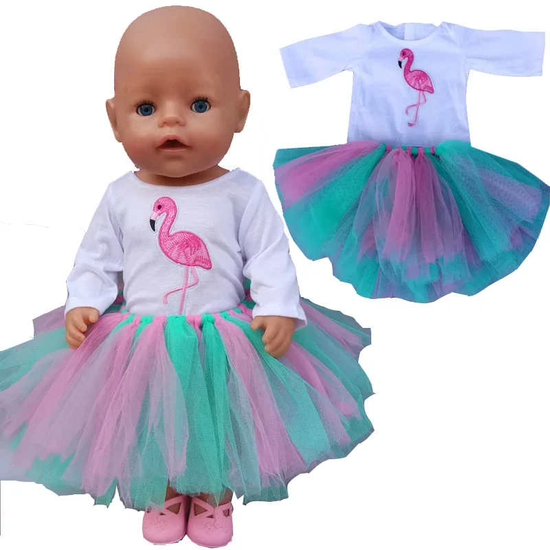 43cm 40cm Reborn Baby Doll Tutu Dress Flamingo Skirt 18 Inch Og Girl Doll Dress