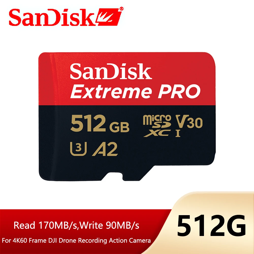 sd card SanDisk 512GB Micro SD Card 1TB Extreme PRO U3 V30 A2 Flash Card Memory Card Ultimate Speed Up to 170MB/S TF Card 4K MicroSDXC microsdxc switch Memory Cards