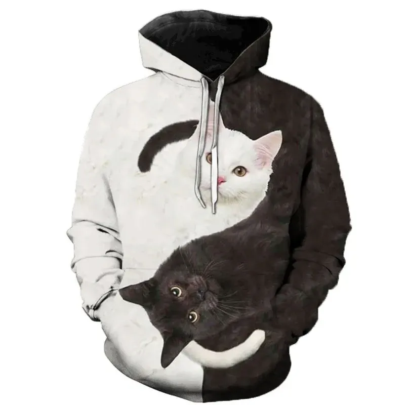 Cute cat animal series pattern 3D printed hoodie, men's and women's Clothing Autumn casual fashion personality hoodie Asian size