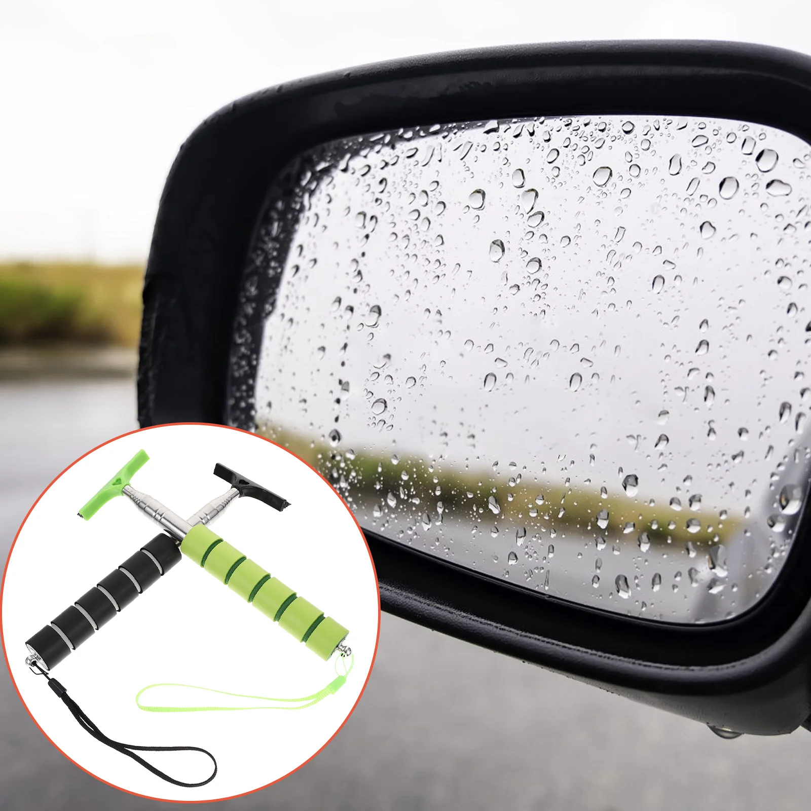 

Car Rearview Mirror Wiper Retractable Side Mirror Squeegee Telescopic Auto Mirror Cleaner Portable Cleaning Tools