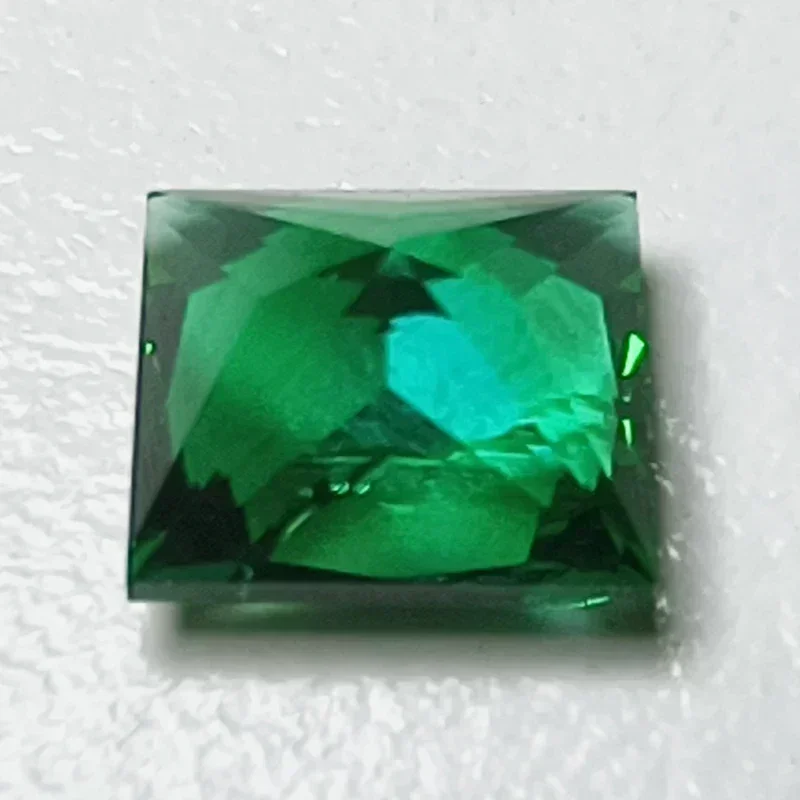 Lab Grown Zambian Emeralds Hydrothermal Hand Cutting Princess Cut with Cracks Inclusions Inside Selectable AGL Certificate