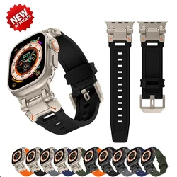 Stainless steel TPU Strap for Apple Watch Band Ultra 2 49mm 45mm 44mm 42mm Silicone Strap Bracelet for IWatch Series 9 8 7 6 5 4