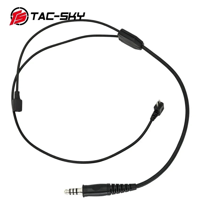 TS TAC-SKY Tactical Headset Y-line Long Version Accessory with U94 Ptt and Microphone Kit for Pelto Comtac Shooting Headset